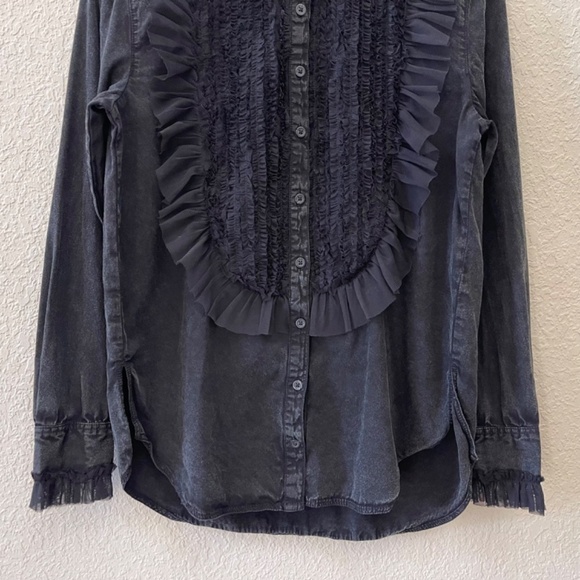 Pilcro Tulle Shirt Button Up Whimsigoth Fairy Dark Academia Witchycore Black XS - Picture 7 of 15
